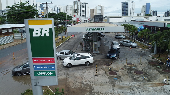 salvador, bahia, brazil - october 21, 2021: View of a Petrobras flag fuel station in the city of Salvador.