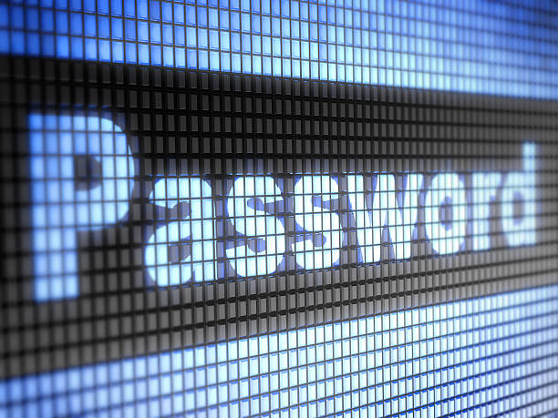 istock Close up photo of screen pixels spelling password 134945669
