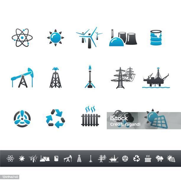 Icone Di Generazione Di Energia Blu Grigio - Immagini vettoriali stock e altre immagini di Acqua - Acqua, Alta tensione, Ambiente