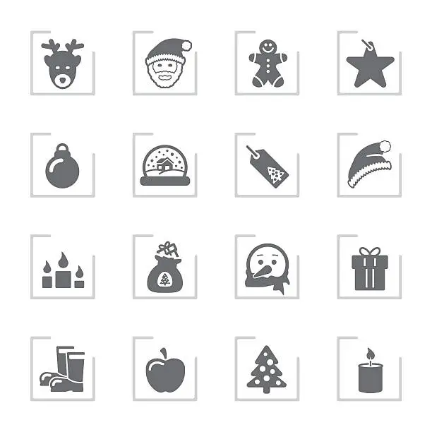 Vector illustration of Advent & Christmas Icons | Framed Grey