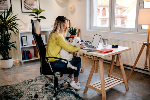 istock Woman trading cryptocurrency on a computer at home 1349462770