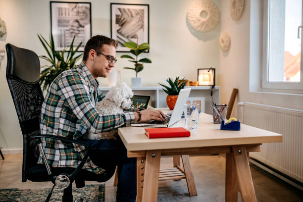 istock Young man and  working online from home 1349462791