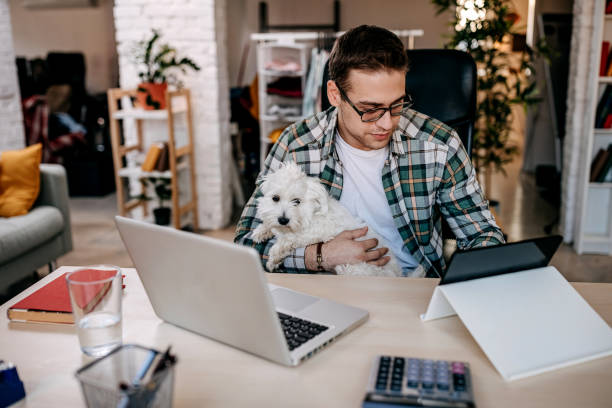 istock Young man and  working online from home 1349462900