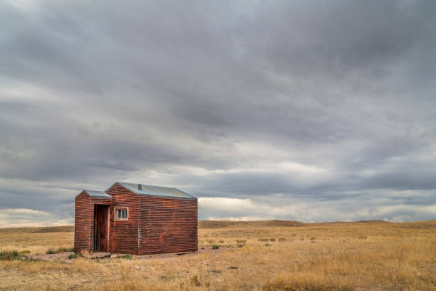 istock old, metal, rusty shack on a prairie 1349463768