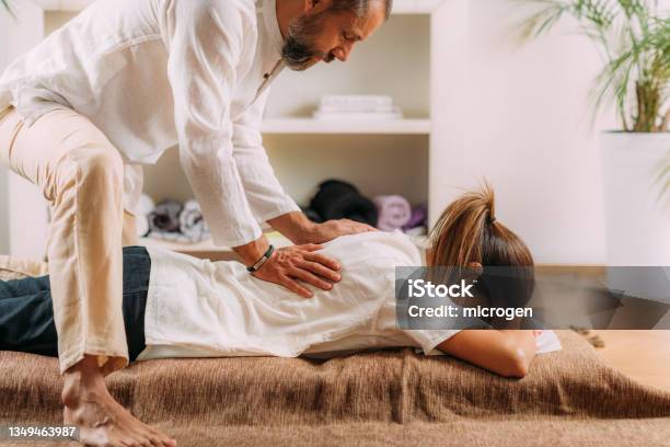 Shiatsu Back Massage Stock Photo - Download Image Now - Shiatsu, Back, Adult