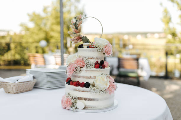 istock Beautiful wedding cake close-up 1349464323