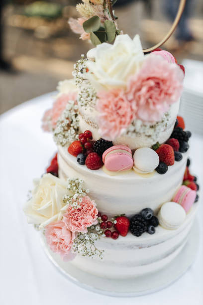 istock Beautiful wedding cake close-up 1349464328