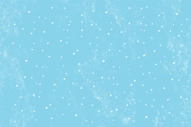 ilustrações, clipart, desenhos animados e ícones de neve de inverno e flocos de neve em fundo azul claro. padrão de neve desenhado à mão. doodle fundo frio do céu de inverno - snowflake winter blue paper