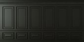 istock Classic wall of black wood panels. Design and technology 1349468330