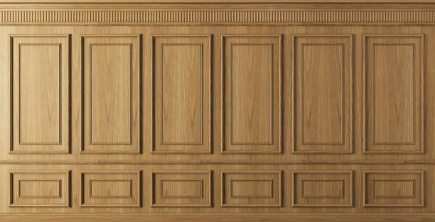 istock Classic wall with vintage brown wood panels 1349468367