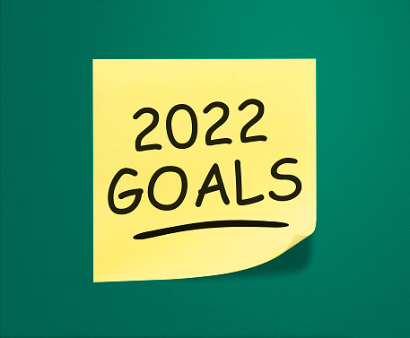 2022 Goals on yellow sticky