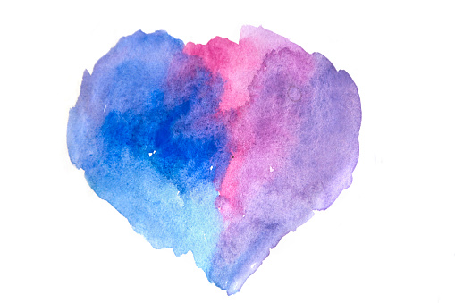 Colored Heart draw on white background