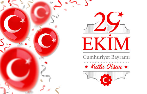 ilustraciones, imágenes clip art, dibujos animados e iconos de stock de 29 de octubre día de la república turquía - bandera turquia