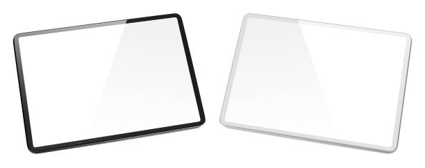 istock Set of black and white tablet computers on white 1349476311