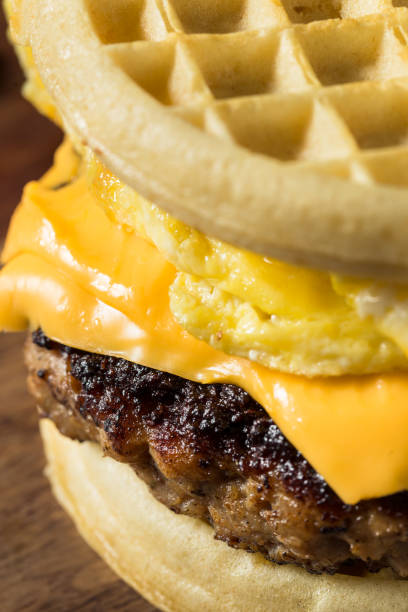 istock Homemade Waffle Breakfast Egg Sandwich 1349479663