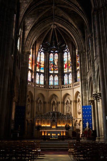 Access to the interior altar of the Saint Louis des Chartrons Catholic Church in Bordeaux stock photo