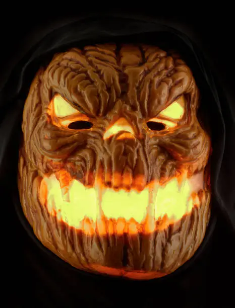 Light-Up Flame Fiend Face Mask Isolated Against Black Background