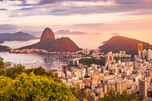 View of the Sugar Loaf and the neighborhood called Botafogo, located in the Zona Sul of Rio de Janeiro city.