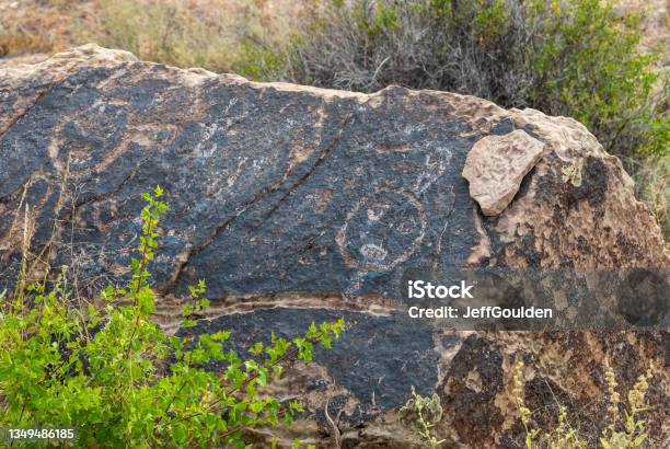 Kachina Symbol Carved In Rock Stock Photo - Download Image Now - Petrified Forest National Park, Aboriginal Rock Art, Ancient