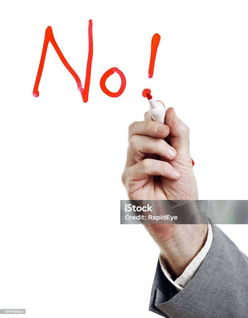 Empresário de mão escreve não! No quadro perspex - Royalty-free Branco Foto de stock