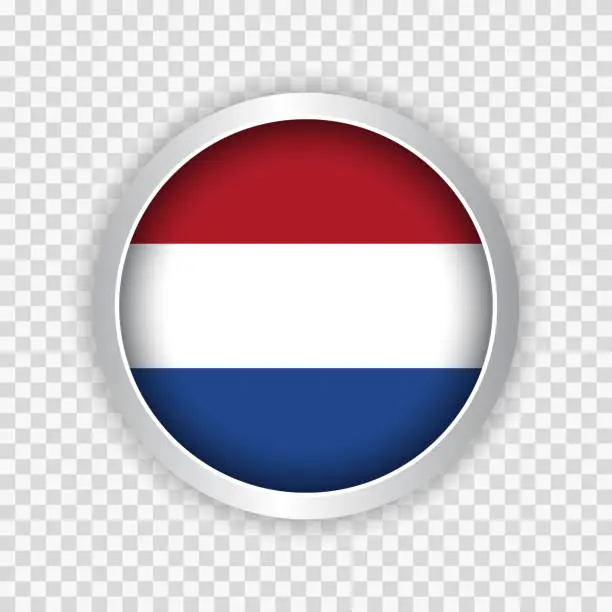 Vector illustration of Flag of Netherlands on round button on transparent background element for websites