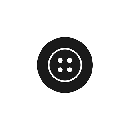Clothing button icon. Black silhouette. Vector drawing. Isolated object on a white background. Isolate.