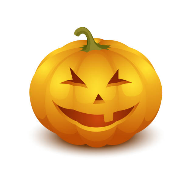 Halloween jack o lantern. Pumpkin isolated on white vector art illustration