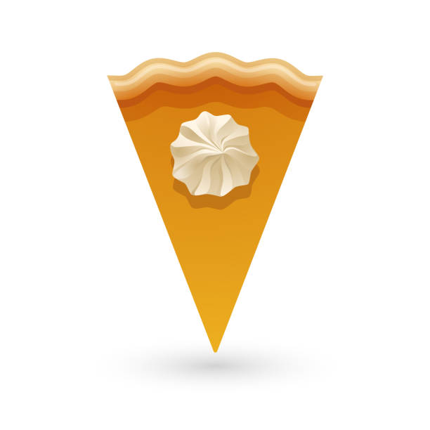 A piece of pumpkin or carrot pie served with whipped cream on the top. Top view vector illustration perfect for location icon. vector art illustration