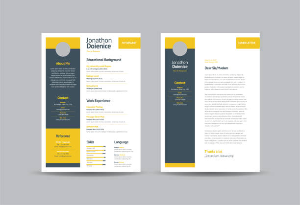 illustrations, cliparts, dessins animés et icônes de curriculum vitae cv cv template design ou détails personnels pour la demande d’emploi - cv