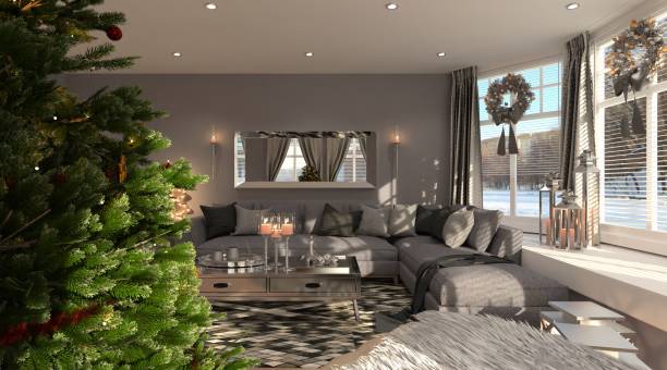 istock Christmas Living Room 3D Illustration 1349497026