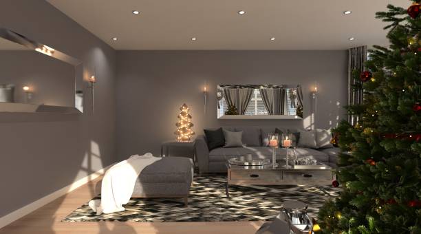 istock Christmas Living Room 3D Illustration 1349497030