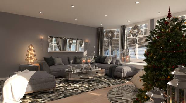 istock Christmas Living Room 3D Illustration 1349497050