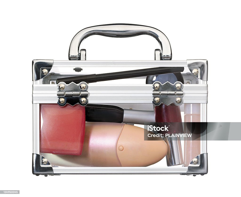 Vanity case Vanity case on white brackground Make-Up Bag Stock Photo