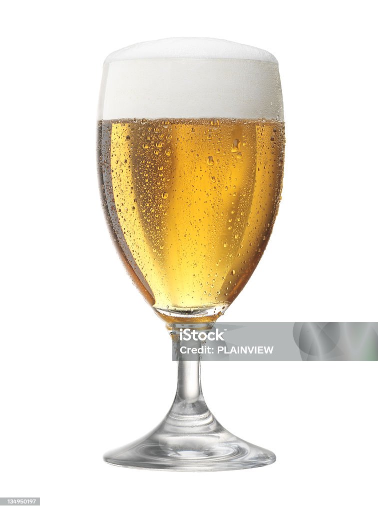 Glass of  beer Fresh glass of pils beer with froth and condensed water pearls Beer Glass Stock Photo