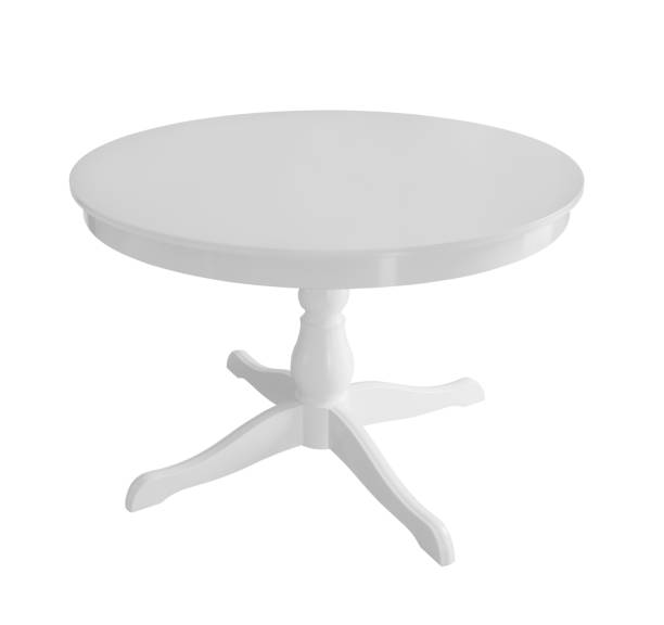 istock White antique wood round table isolated on white background 1349504042