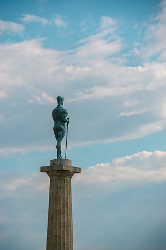 Landmark of the city of Belgrade,sculpture of the winner is made by Ivan Mestrovic in Belgrade 1913. Symbol of the victory of the Serbian army over the Ottoman and Austro-Hungarian empires in the wars from 1912 to 1918.