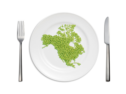 North America Map of green peas