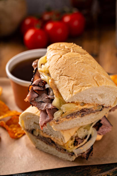 istock Italian beef sandwich au jus in a bowl 1349560382