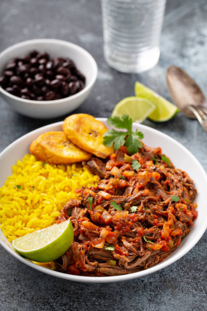 istock Ropa vieja, flank steak dish with rice 1349560834