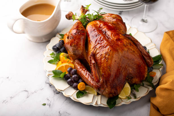 istock Thanksgiving or Christmas turkey on a serving plate 1349560854