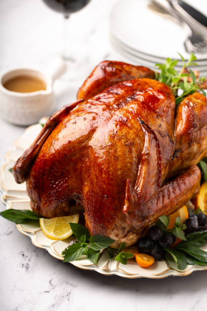 istock Thanksgiving or Christmas turkey on a serving plate 1349560855