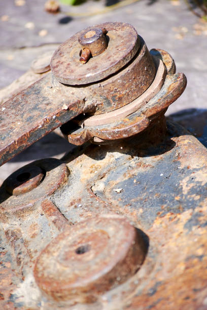 istock Old rusty jack-screw for railway carriage 1349561632