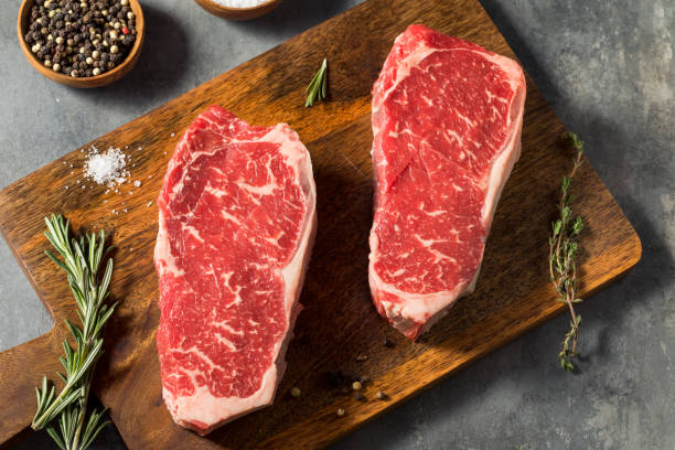 istock Raw Red Organic New York Strip Steak 1349564542