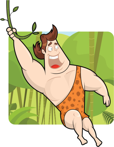 This is a vector file of Tarzan, flying through the air!