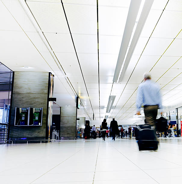 istock Low angle view of airport concourse 134957044