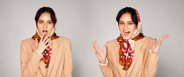 portrait à moitié corps d’europe de l’est des années 20 une femme aux cheveux bruns porte un foulard de manteau. caucasien - women young adult brown hair 20s photos et images de collection