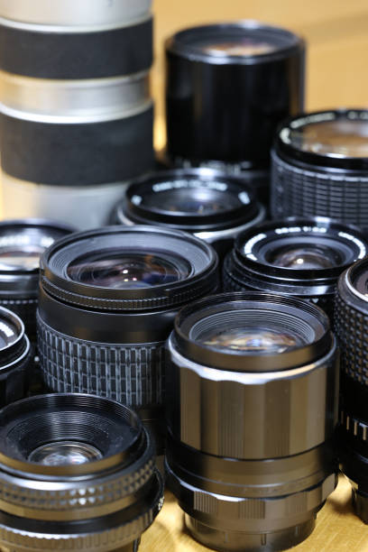 istock Lens group of single-lens reflex cameras of various sizes 1349589092