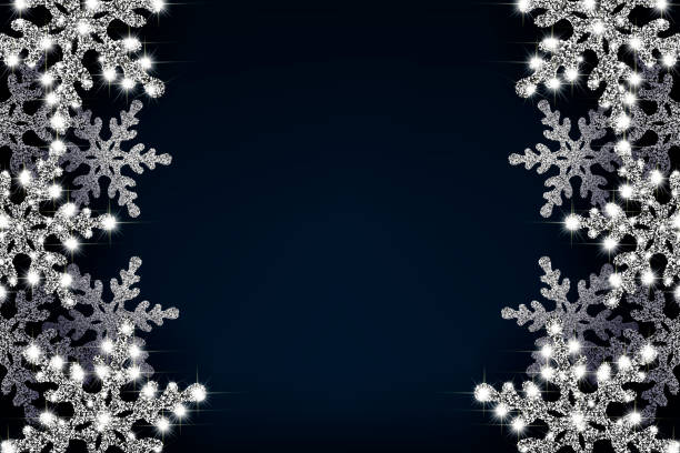 banner mit silbernen schneeflocken vektorillustration eps 10 - christmas snow frame backgrounds stock-grafiken, -clipart, -cartoons und -symbole