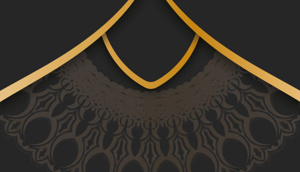 istock Black banner with Greek gold ornaments and place for text 1349592933