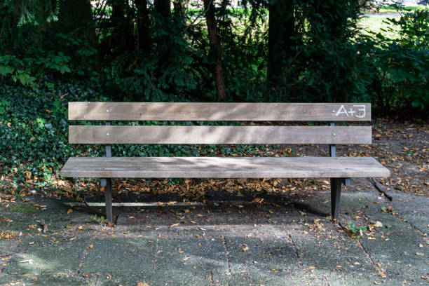 istock Wooden bench in a park 1349601089